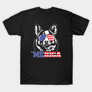 Welsh Corgi American Flag Merica patriotic dog T-Shirt